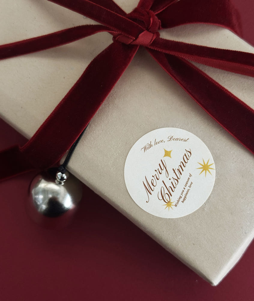 Merry Christmas Letter Round Stickers – Set of 40