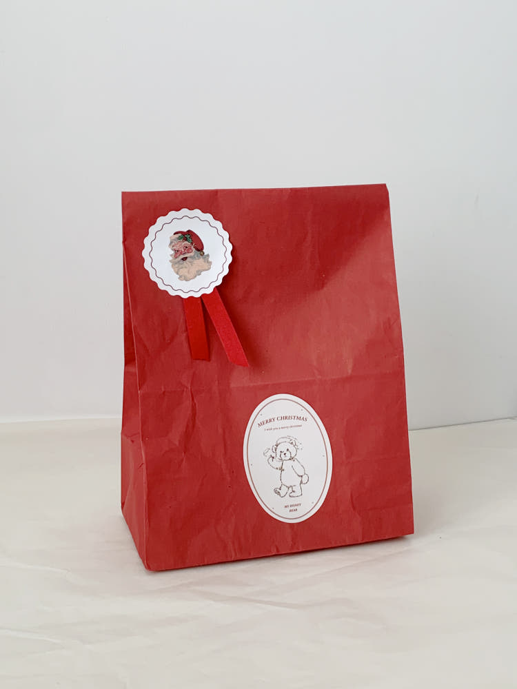 Christmas Oval Bear Stickers – Set of 50