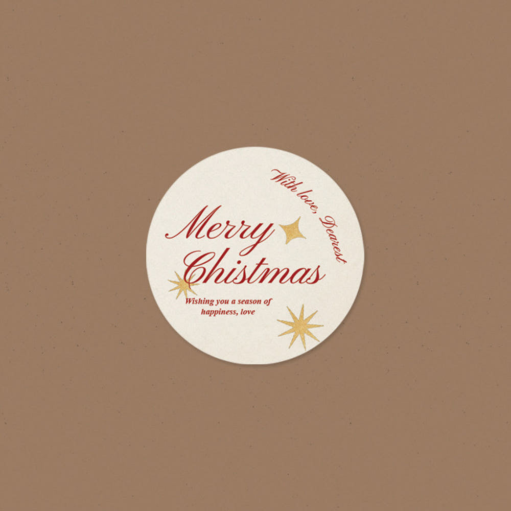 Merry Christmas Letter Round Stickers – Set of 40