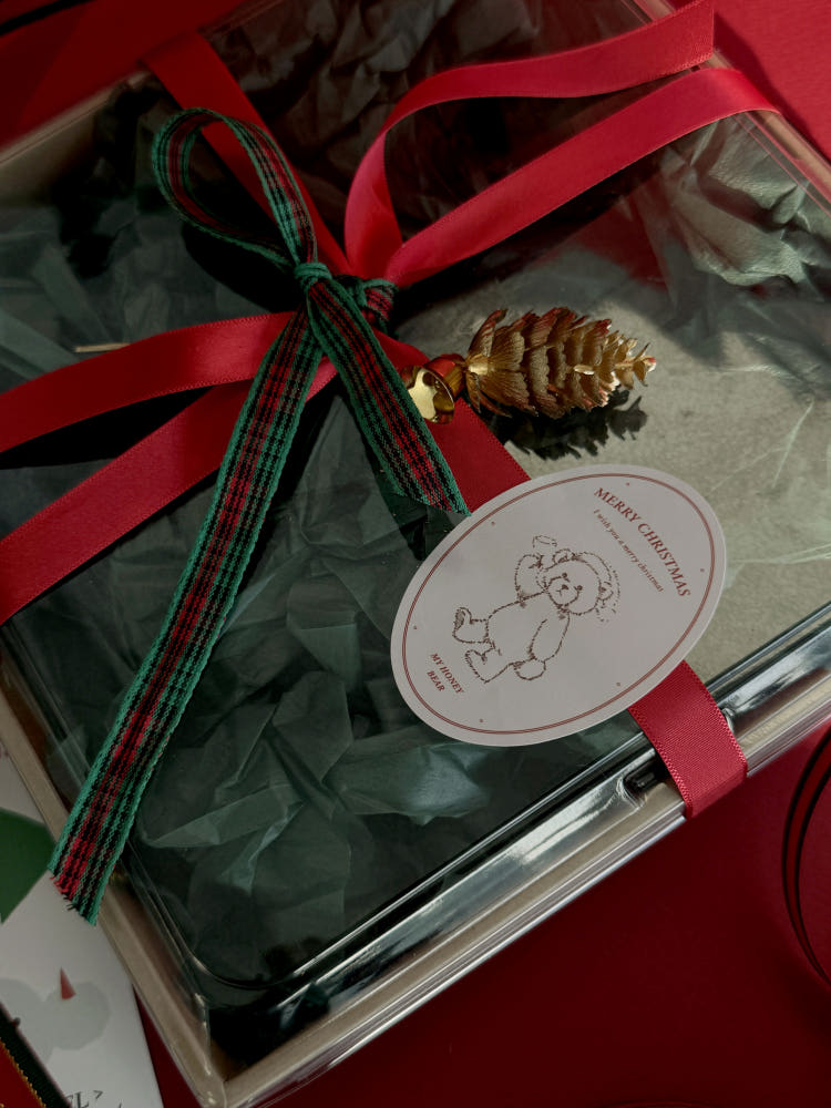 Christmas Oval Bear Stickers – Set of 50