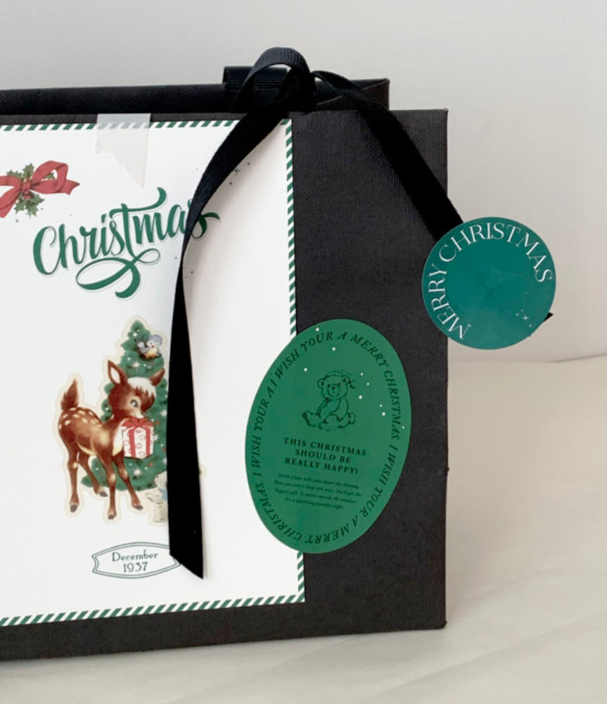 Vintage Christmas Oval Stickers – Set of 50