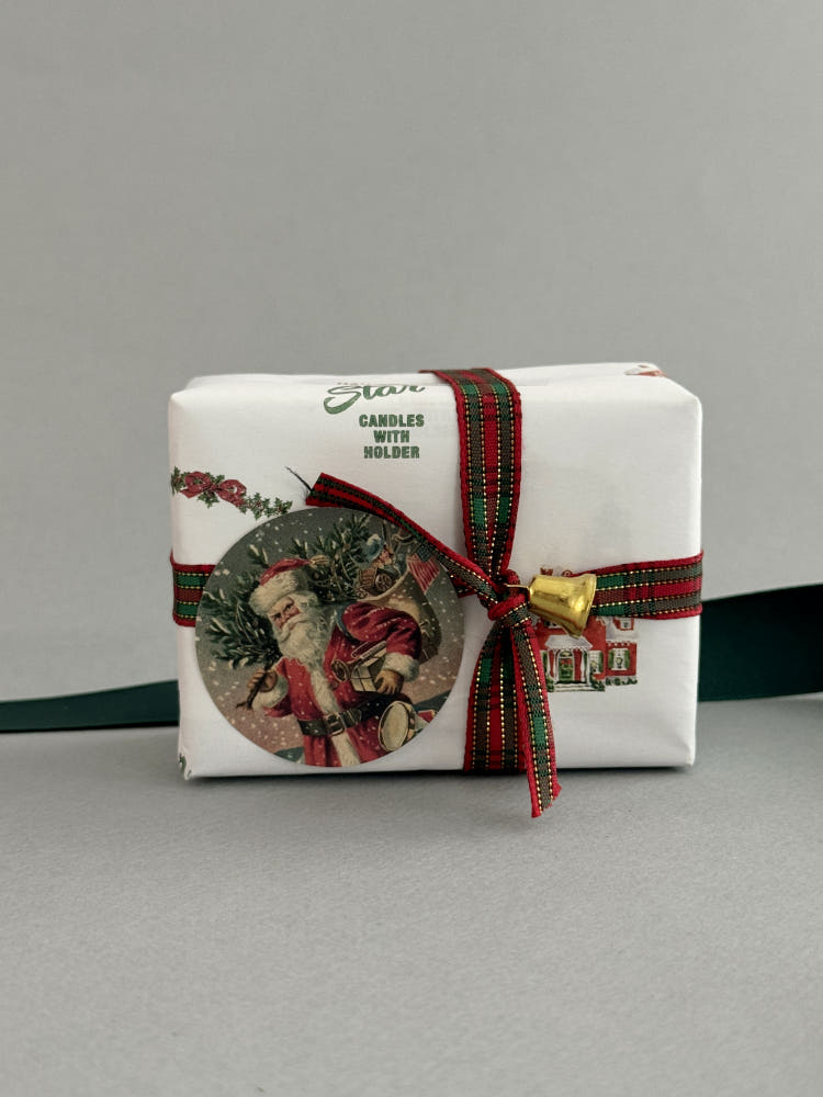 Vintage Santa Round Stickers – Set of 50