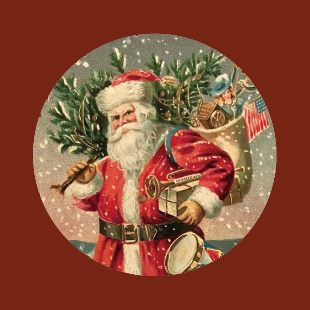 Vintage Santa Round Stickers – Set of 50