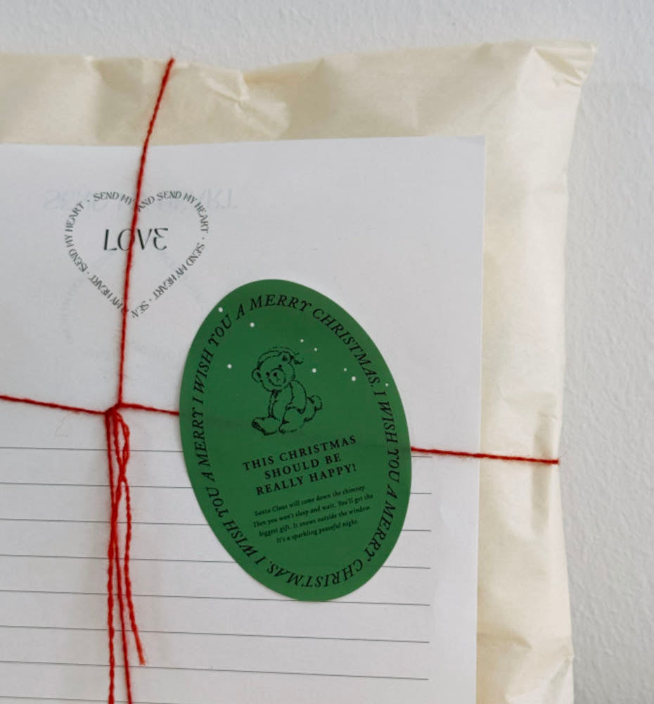 Vintage Christmas Oval Stickers – Set of 50