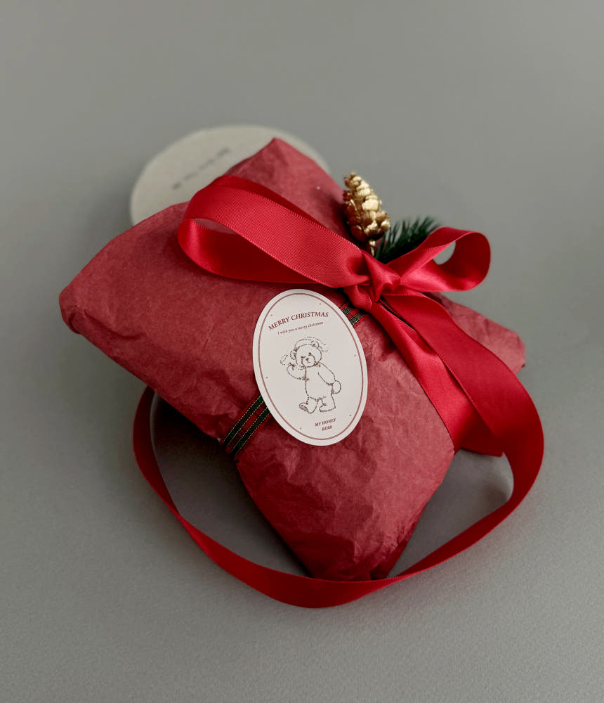 Christmas Oval Bear Stickers – Set of 50