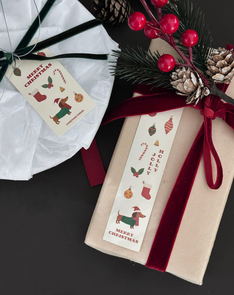 Santa Puppy Christmas Sticker – Set of 40