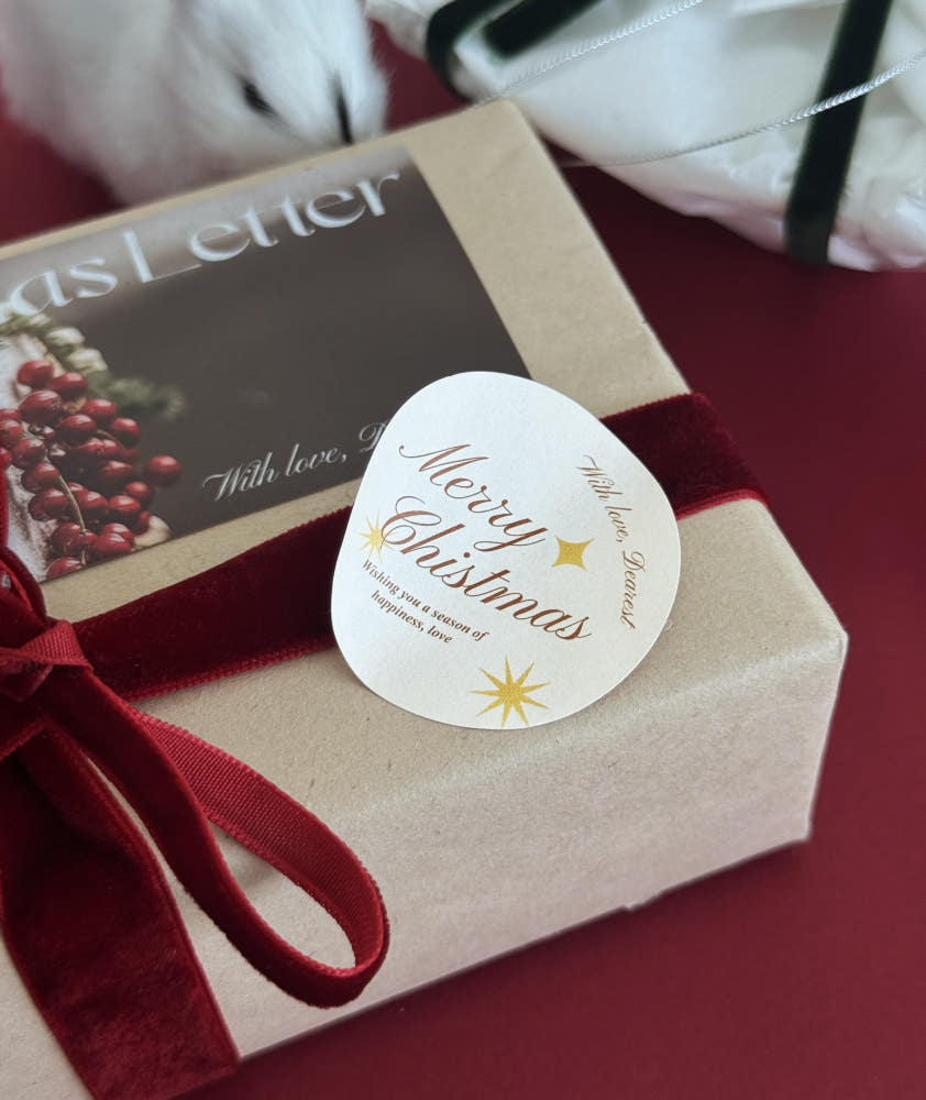 Merry Christmas Letter Round Stickers – Set of 40