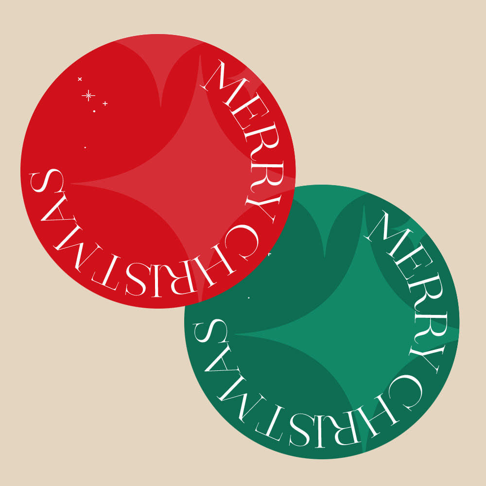 Merry Christmas Round Sticker – Set of 45