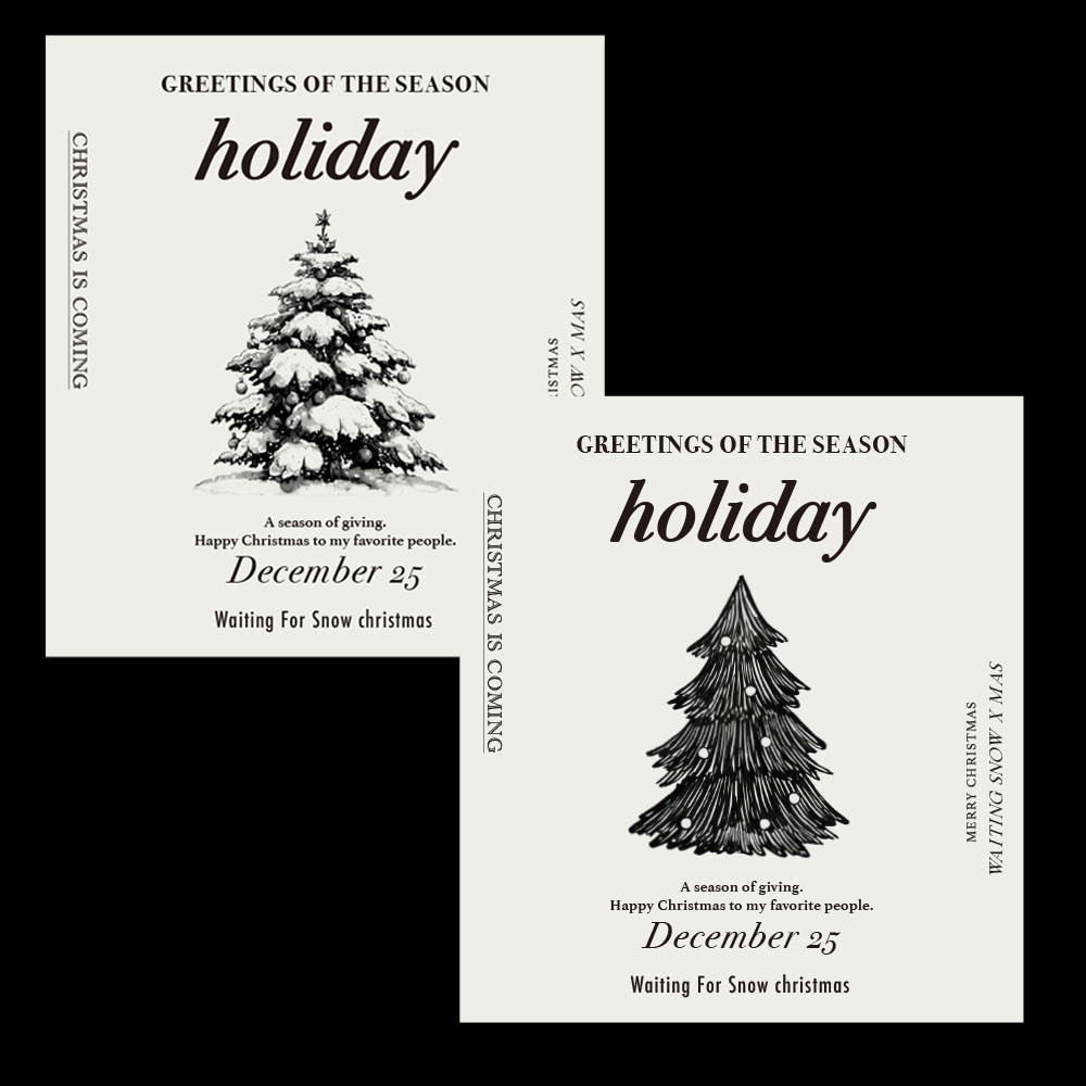 Hand-Drawn & Snowy Tree Designs Holiday Tree Sticker – Set of 45
