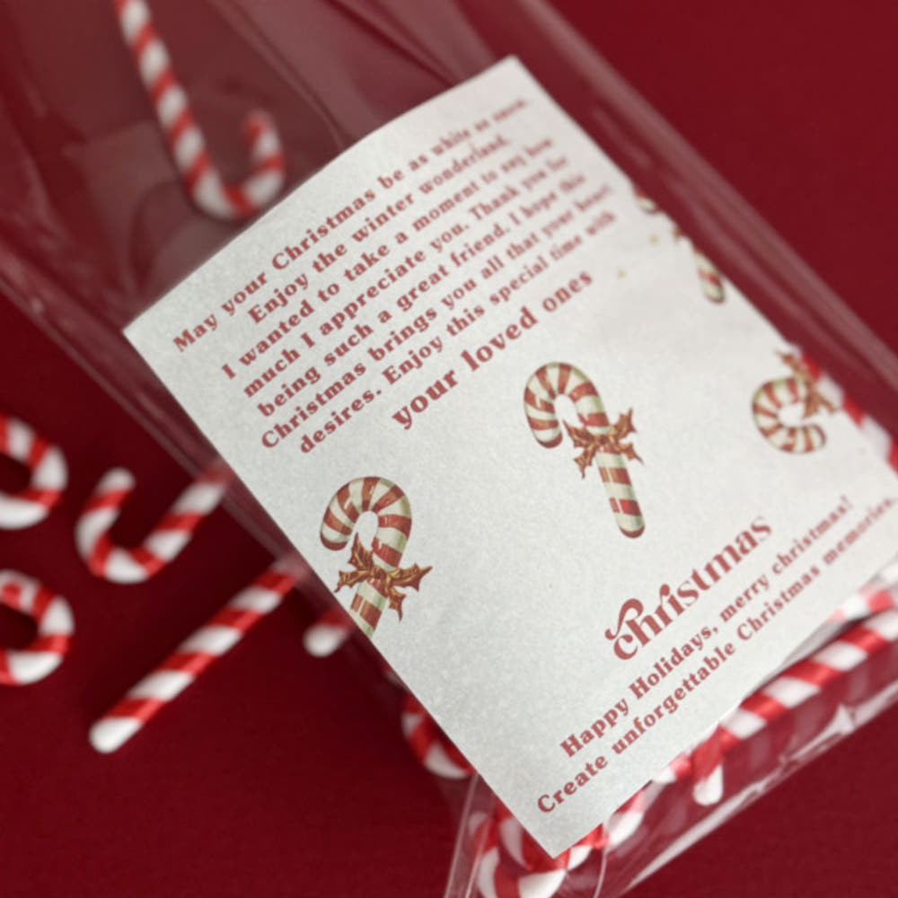 Candy Cane Christmas Sticker – Set of 50