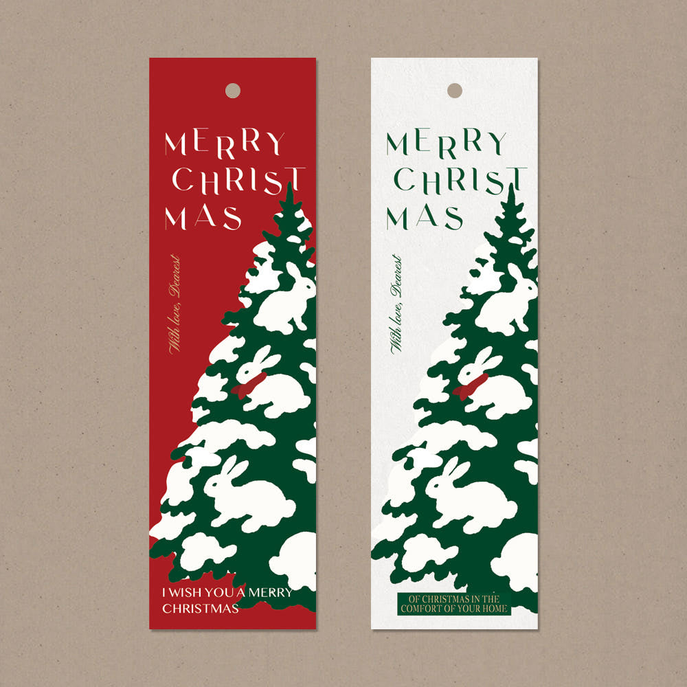 Winter Forest Rabbit Design Christmas Tree Gift Tag – Set of 40