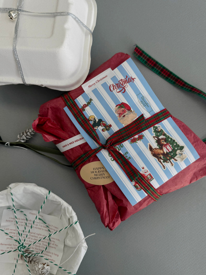 Vintage Christmas Illustration Sticker Sheet – Set of 45