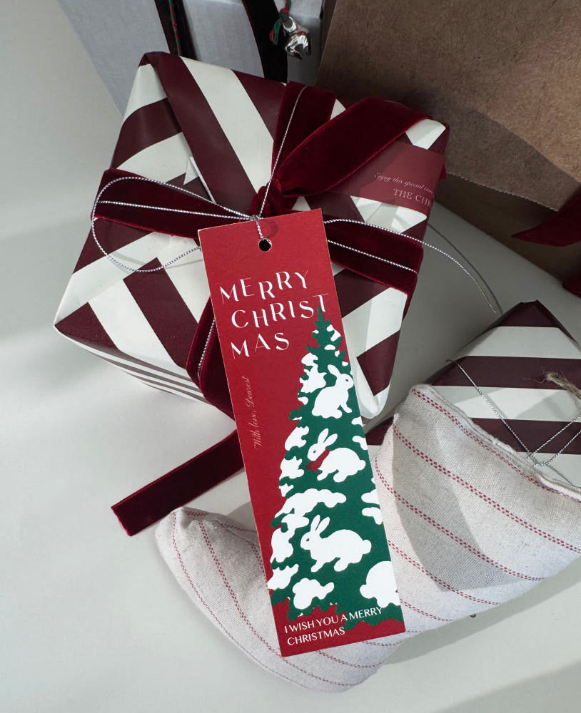 Winter Forest Rabbit Design Christmas Tree Gift Tag – Set of 40