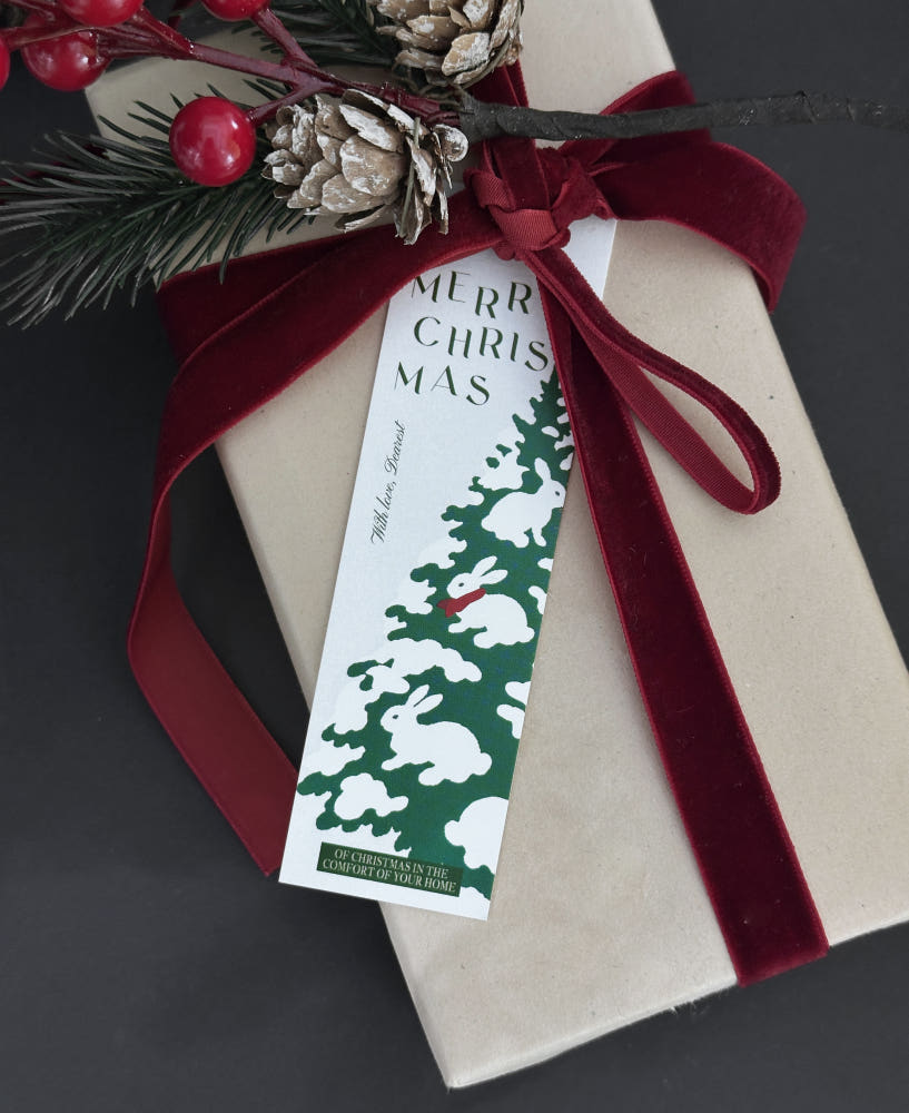 Winter Forest Rabbit Design Christmas Tree Gift Tag – Set of 40