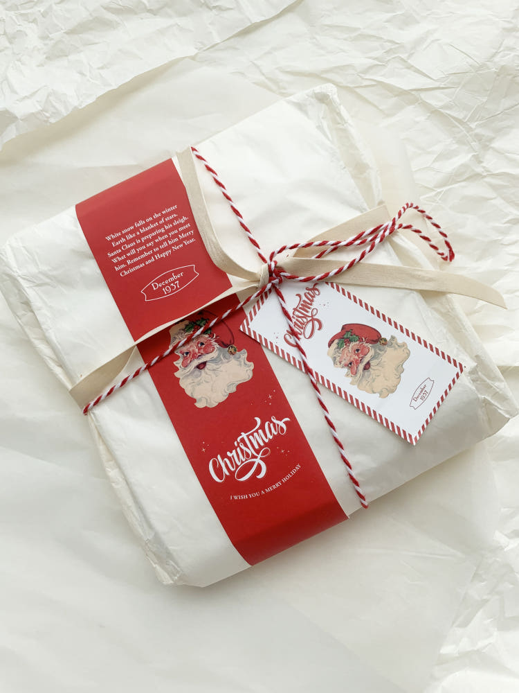 Vintage Santa Christmas Sticker – Set of 60