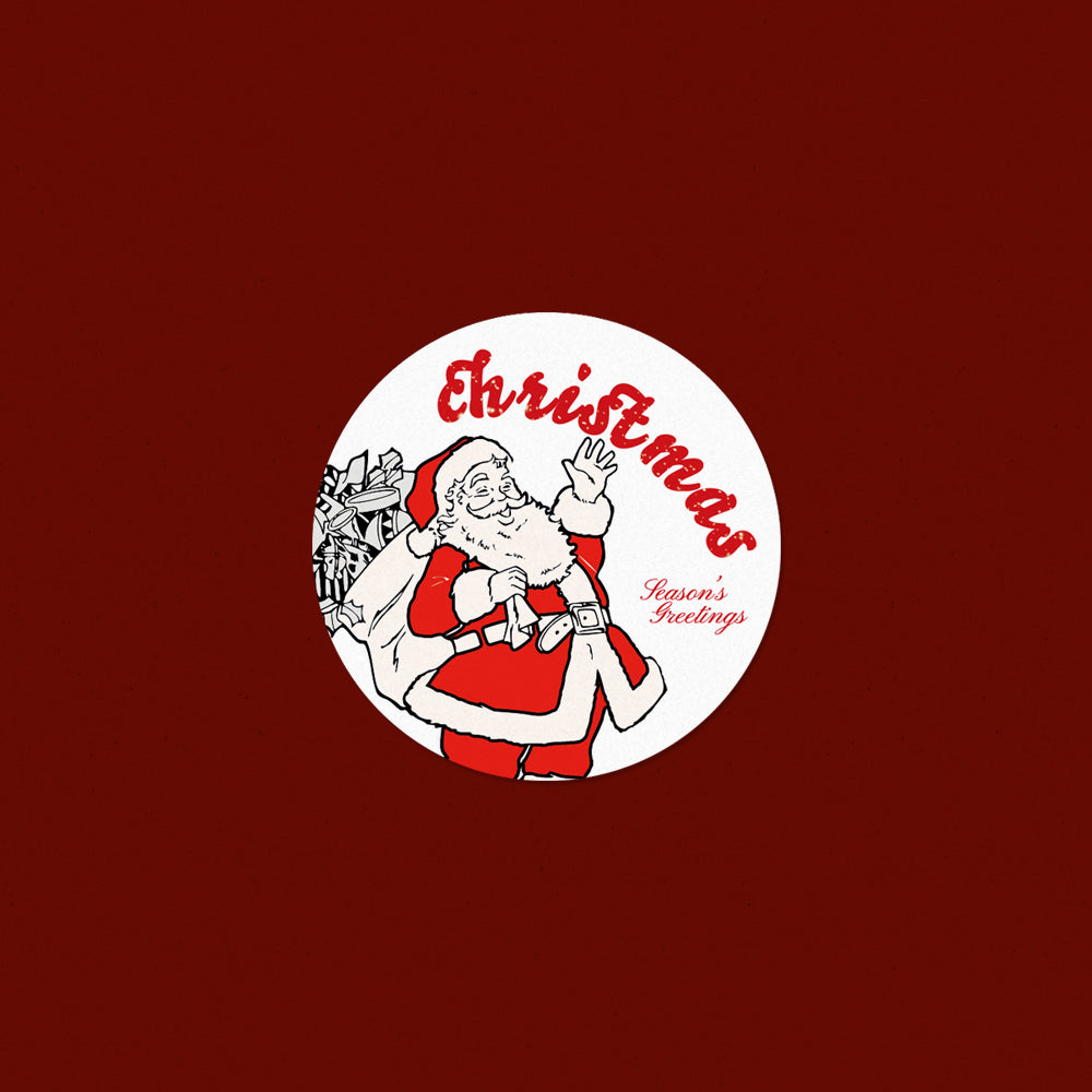 Vintage Santa Round Sticker – Set of 50