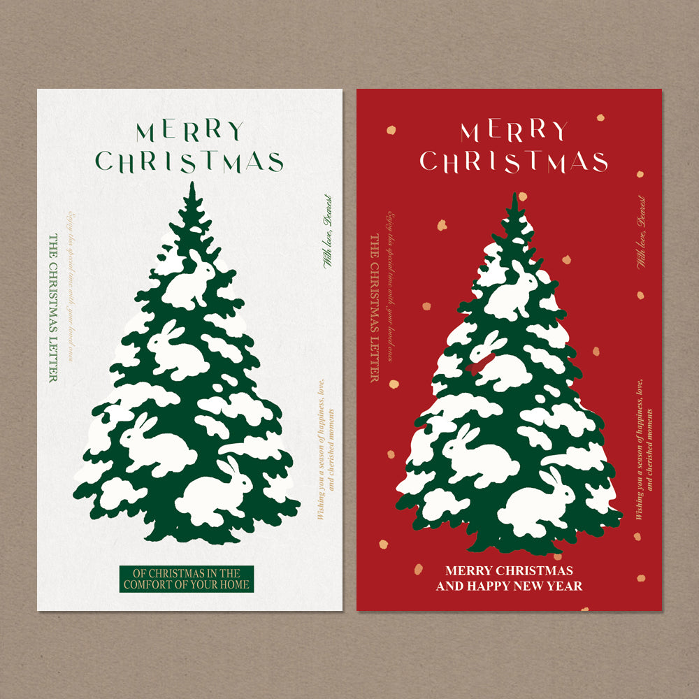 Snow Rabbit Tree Card – Set of 40